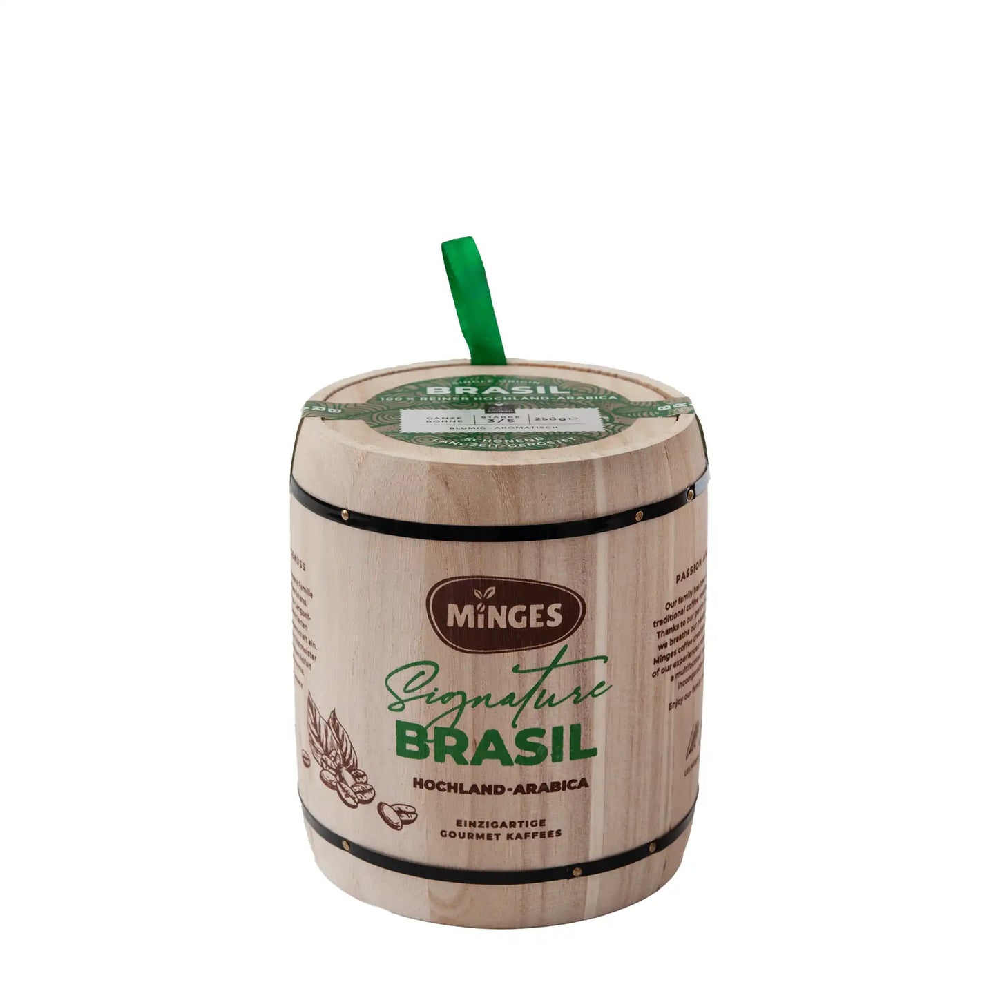 Minges Signature Brasil (ganze Bohne, 250 g) Holzfass